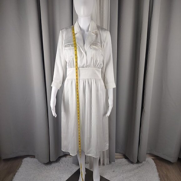 Marycrafts White Long Sleeve 2 Button Dress Size 8 (NWT) - Picture 5 of 12